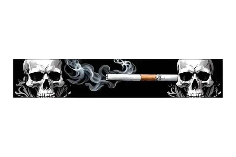inside hearth sape make a skull smoking cigarette tattoo design idea