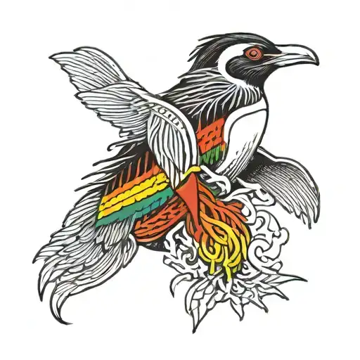 Rasta penguin with dreadlocks tattoo design idea