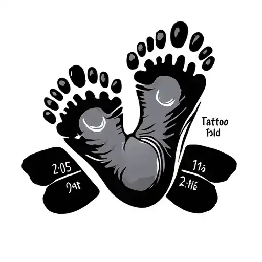 baby foot print with the time and date tattoo tattoo design idea