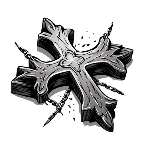Cross With Broken Chains tattoo design idea