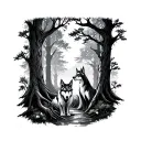 princess mononoke forest background with tree spirits tattoo design idea