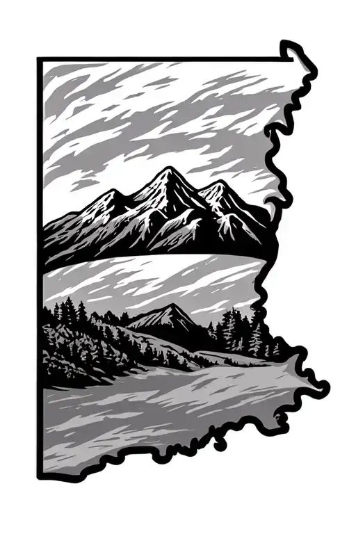 kentucky flag and Appalachian mountains tattoo design idea