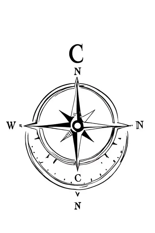 nautical coordinates with compass rose surrounded tattoo design idea
