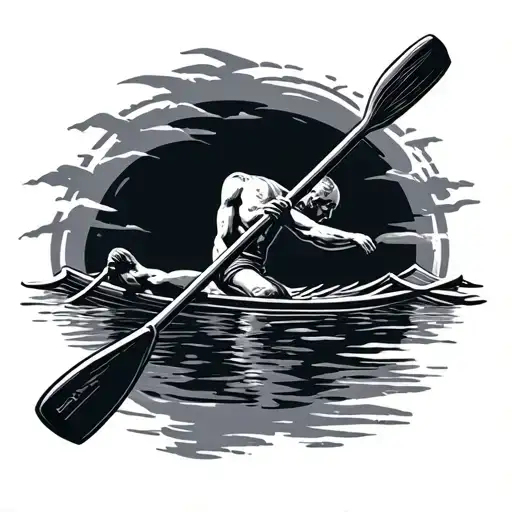 rowing oar transformed tattoo design idea
