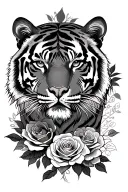 Tiger, Roses, Aztec tattoo design idea