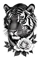 Tiger, Roses, Aztec tattoo design idea
