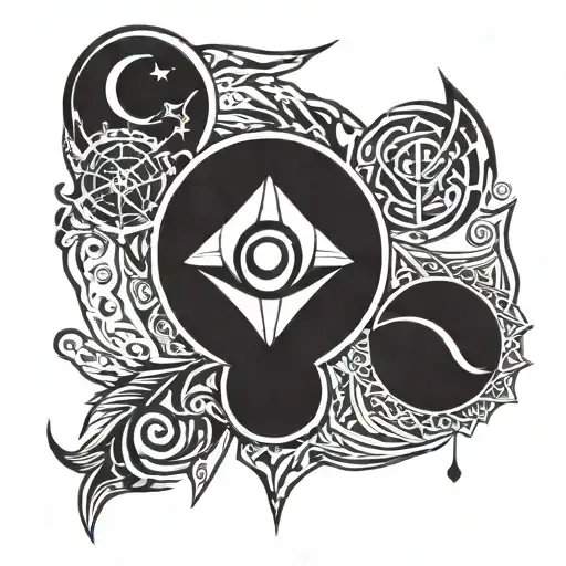 leo libra pisces sign mixed together tattoo design idea