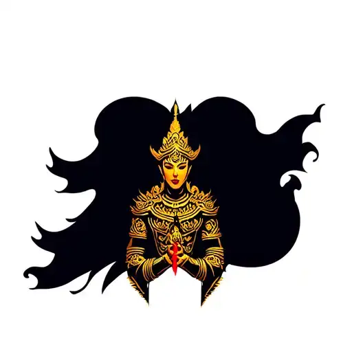 golden Thai warrior tattoo design idea
