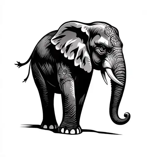 very angry elephant simply indian design tattoo design idea