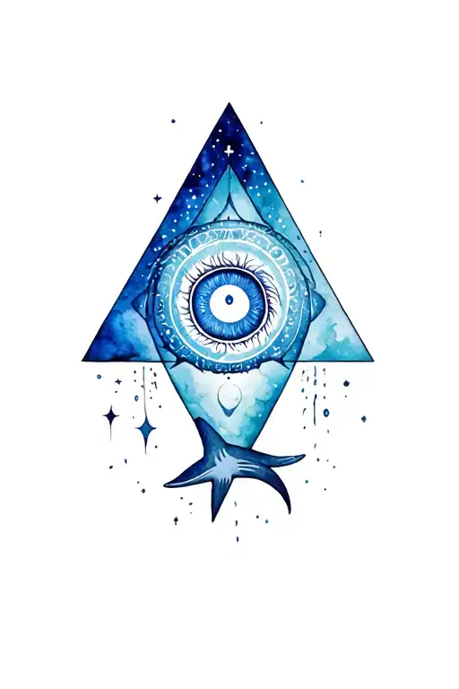 Lemurian starseed tattoo with spiral, whale shark markings, Pleiadian star cluster, triangle with third eye" tattoo design idea