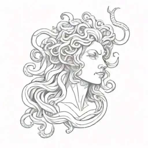 Medusa head as statue tattoo design idea
