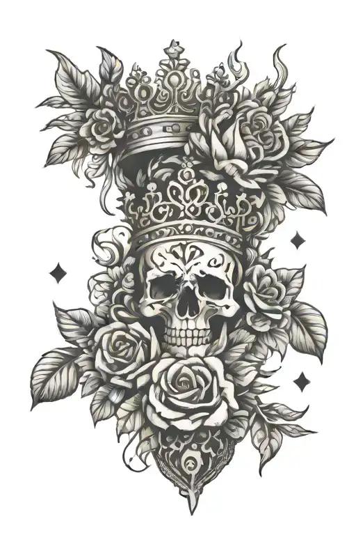 crowns hearts flowers tattoo design idea