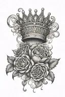 crowns hearts flowers tattoo design idea