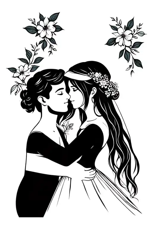 family kids married couple tattoo design idea