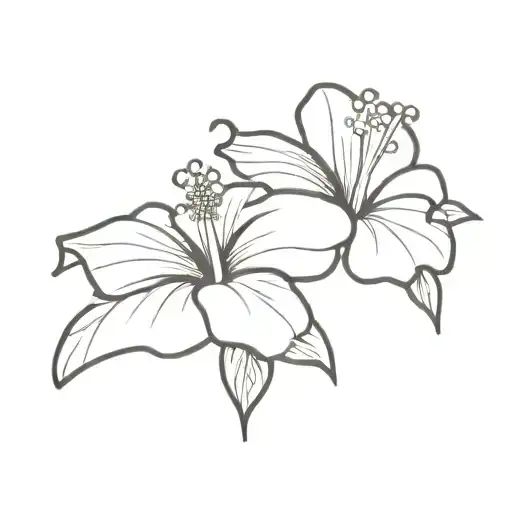one hibiscus flower two butterflies tattoo design idea