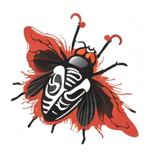 blow fly tattoo for neck, symetrical, black and white, no legs tattoo design idea