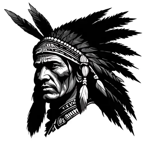 Red Indian tattoo design idea