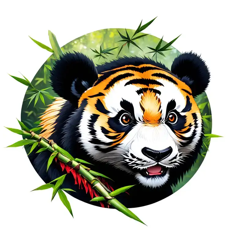 panda bamboo tiger dragon samurai tattoo design idea