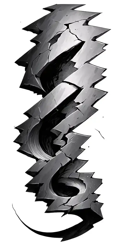 "Broken curses " broken pieces falling side by side tattoo design idea