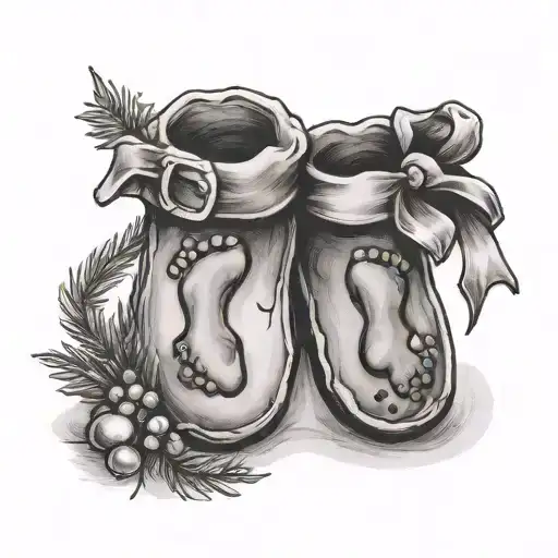 Christmas present baby footprint with "Amelia"  tattoo design idea