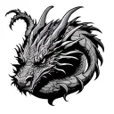 a not so detailed basic looking, tattoo outline of a dragon crawling tattoo design idea