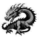 a not so detailed basic looking, tattoo outline of a dragon crawling tattoo design idea