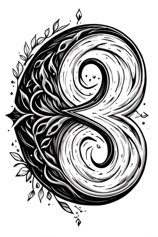 semi colon with unalome symbol incorporated within tattoo design idea