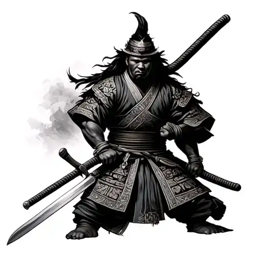 african american samurai with a sword tattoo design idea