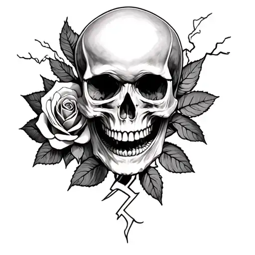 Skull and Rose plus Lightning on the right and Seagrave Gustave Dore tattoo design idea
