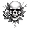 Skull and Rose plus Lightning on the right and Seagrave Gustave Dore tattoo design idea