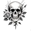 Skull and Rose plus Lightning on the right and Seagrave Gustave Dore tattoo design idea