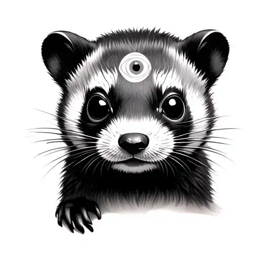 ferret face with 3rd eye tattoo design idea