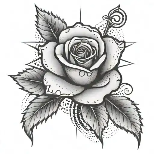 A stylized rose intertwined with a cross, representing your love for Jesus and your grandma tattoo design idea