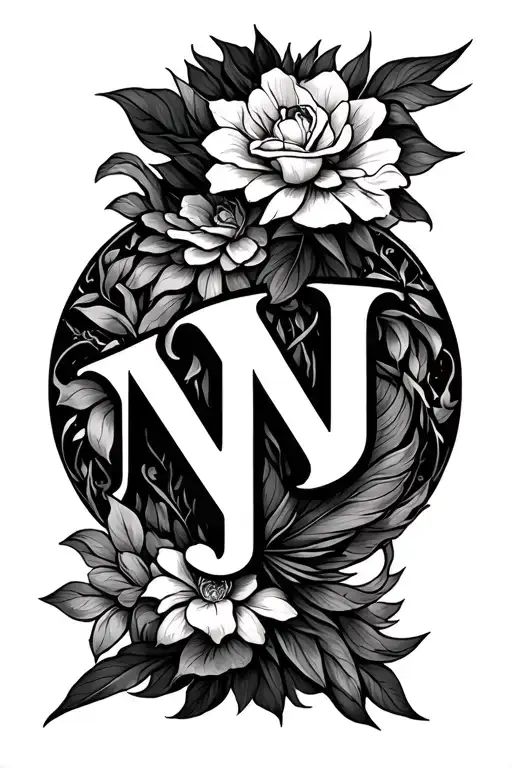So another one fine line put with S big inside put the N, J, P do minimal  tattoo design idea