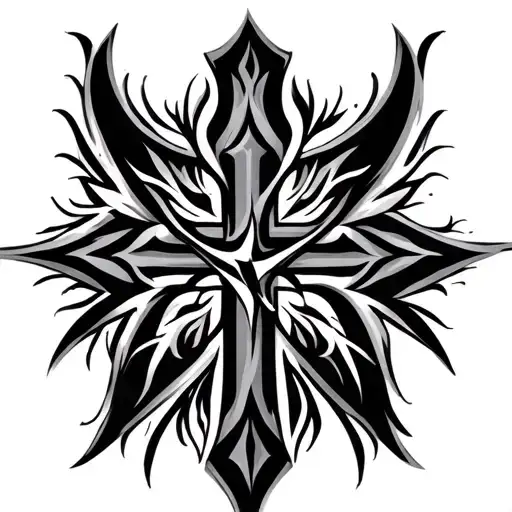 tribal cross tattoo design idea