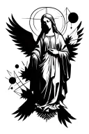 virgin mary surrounded tattoo design idea