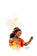 Portray a Mozambican woman exuding strenght, elegance and cultural heritage through her traditional attire and adornment tattoo design idea