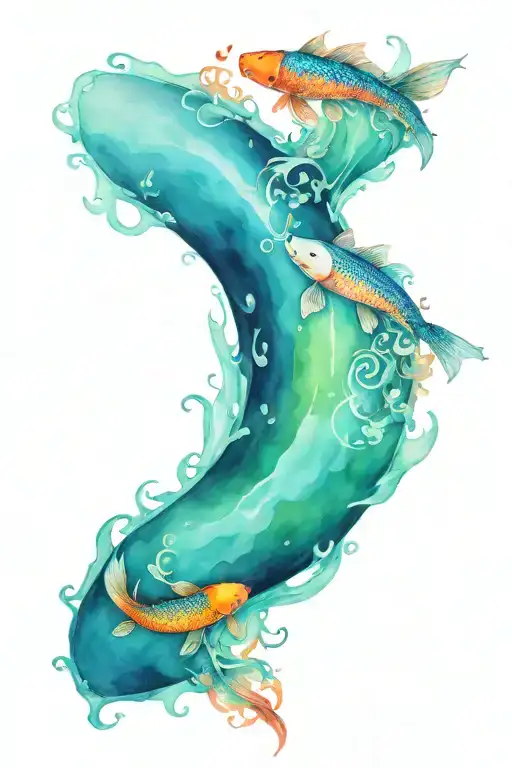 along the spine tattoo of 2 koi fish and 1 dragon and phoenix in a ying yang shape tattoo design idea