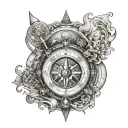 compass sea diving tattoo design idea