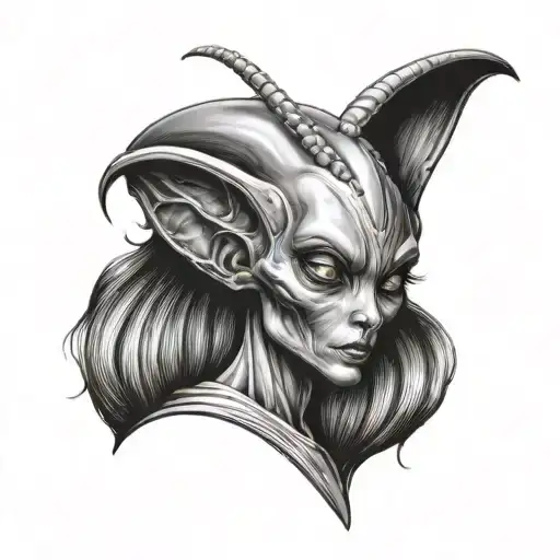 female alien superstar tattoo design idea