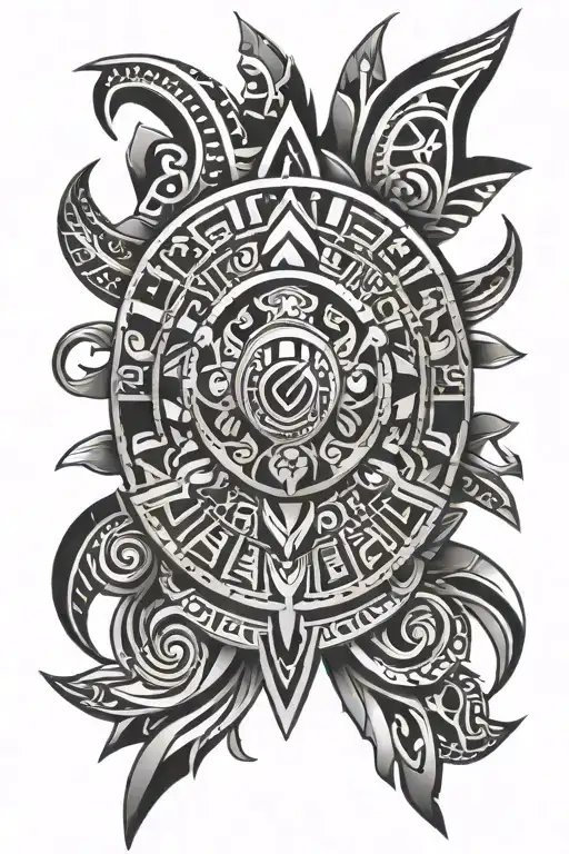 Aztec tribal patterns sleeve tattoo design idea