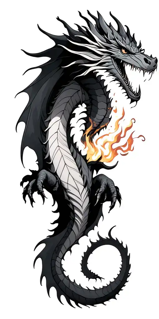 dragon breathing fire tattoo design idea