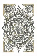 Incorporate Powhatan, Muskogee, and Anunwiyah tribal symbols into a chakra design, with esoteric imagery reflecting the client's Universal Esoteric Minister occupation tattoo design idea
