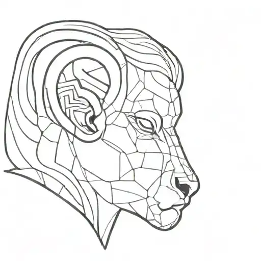 electric sheep inside counter of human head profile holding tattoo design idea