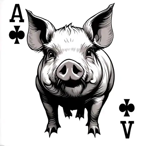 pig playing card tattoo design idea