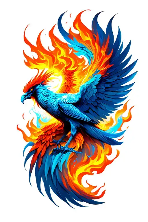 phoenix rising from flames tattoo design idea