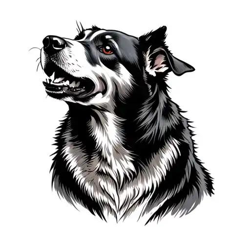 coon dog howling tattoo design idea
