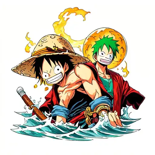 luffy, law, zoro one piece tattoo design idea