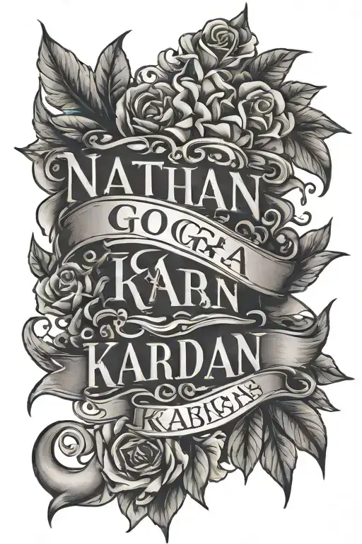 Nathan, Georgia & Kaidan names written tattoo design idea