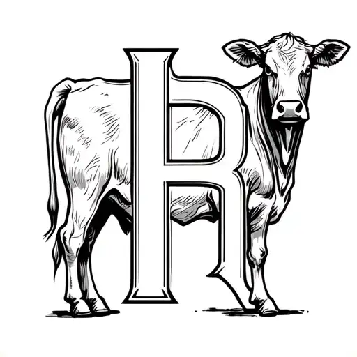 cattle brand using a capital B and a capital H placed with the B inverted so the back is against the leg of the H tattoo design idea